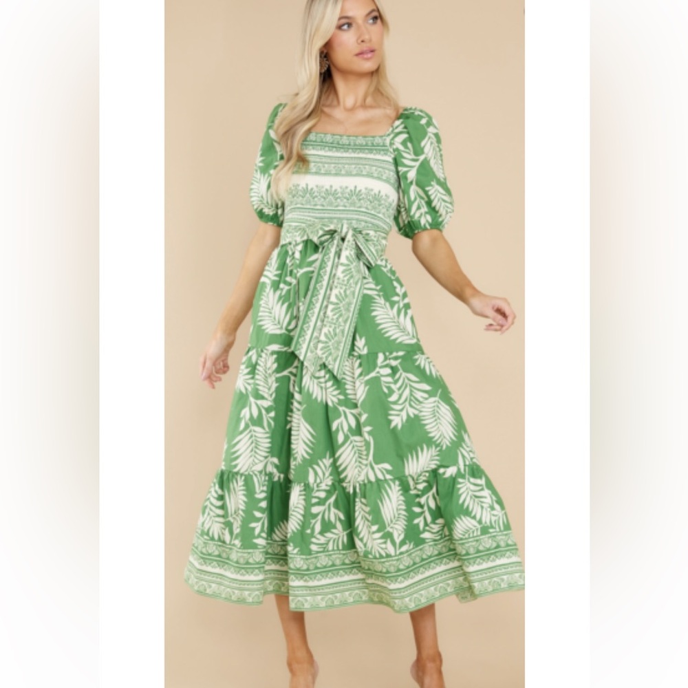 Aura A New Journey Green Print Dress